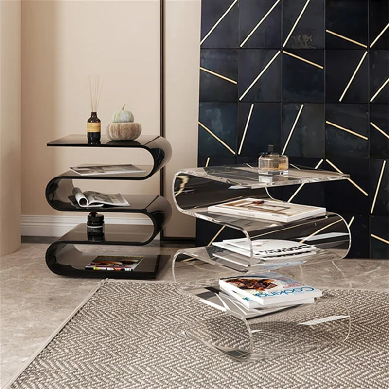 Acrylic coffee table with magazine rack discount